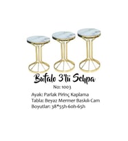 Brc Zigon 14055 Bufalo BEYAZ MERMER TEMPER Cam Metal GOLD renk Kaplama El Yapım