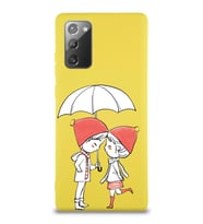 Samsung Galaxy Note 20 Uyumlu Lansman Kılıf Aşk Tasarımlı İçi Kadife Kapak-Sarı (Şeffaf)