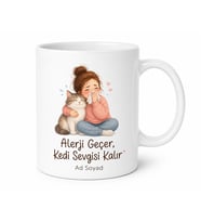 Kedisine Alerjisi Olan Ama Sevmekten Vazgeçmeyen Kupa Bardak Kedi Hediye