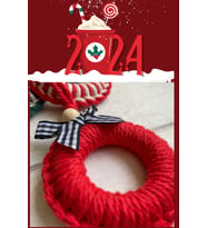 5 Adet Kırmızı Handmade Renkli Yılbaşı Ağaç Süsü - Yılbaşı Süsü -Christmas Decor