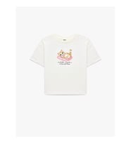 Koton Kedi Baskılı Ekru Kız Çocuk T-Shirt 6Skg10585Ak