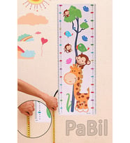Orman Dostları Boy Ölçme Duvar Sticker Boy Cetveli
