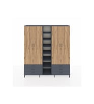 Hyperion Dolap 13 Raflı 6 Çekmeceli 2 Askılı 220x44x243 Antrasit-Çam/Antrasit