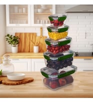 5'li Master Dikdörtgen Saklama Kabı (550 ml - 1000 ml - 1800 ml - 3000 ml - 5000 ml) (Yeşil)