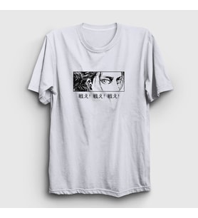Presmono Unisex Beyaz Eren Yeager Flowers Anime Attack On Titan T-Shirt 314482tt (Beyaz)