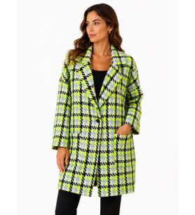 Kadın Oversize Ekose Desenli Ceket Mont