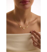 Kişiye Özel Minimal 3 Kalp İsim Kolye 925K Gümüş (Gold)