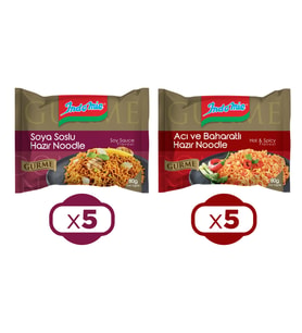 Indomie Noodle Gurme 80 gr Soya Soslu ile Acı ve Baharatlı 10 lu Karma Paket