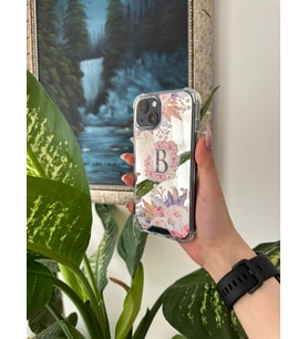 Aynalı Çiçek Tasarımlı Harf Iphone Telefon Kılıfı