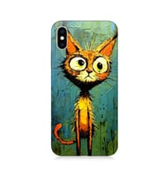 Apple iPhone XS Uyumlu Meraklı Şapşik Kedi Desenli Silikon Kılıf