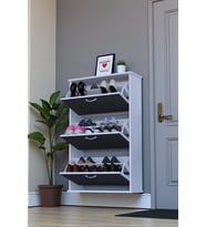 Eliusta Farel 72 cm Genişlik 3 Kapaklı Ayakkabılık 72x114x26 cm  Antrasit Renk Kapı Önü/Antre Ayakkabılık
