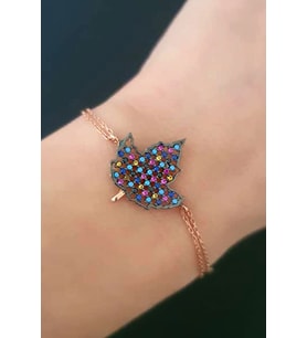 Çınar figürlü gümüş rose bileklik