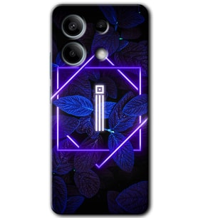 Xiaomi Redmi Note 13 5G Kılıf HD Desen Baskılı Kılıf - Dark Neon Yaprak İ Harfi