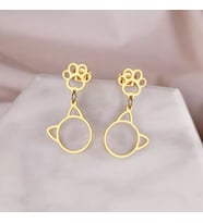 Kişiye Özel 925 Ayar Gümüş Kedi Pati Küpe (Gold)