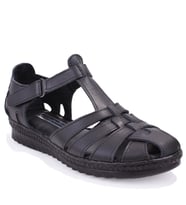 Dagoster DZA07-997A88 Siyah Günlük Ortopedik Deri Kadın sandalet