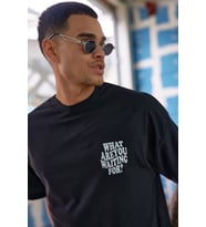 Loved Baskılı Siyah Oversize T-shirt