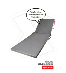 XPERMATE Fermuarlı Şezlong Minderi Su itici Kumaş Katlanır Şezlong Minderi Katlanabilir Plaj Minderi 60x180x5 (Antrasit)