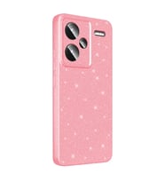 Redmi Note 13 Pro Plus 5G Kılıf Kamera Korumalı Simli Parıltılı Lüks Silikon (Açık Pembe)