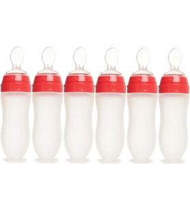 Bebedor Silikon Kaşıklı Biberon 120ML +6 Ay Şeffaf (Kod:7509) (6 Lı Set)