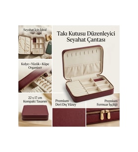 Şık Deri Takı Organizer, Seyahat İçin Pratik ve Zarif Çanta 22x17cm