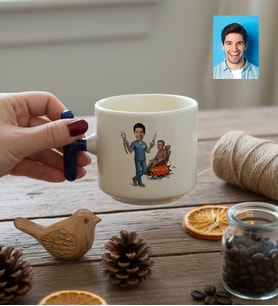 Kişiye Özel Karikatürlü Erkek Diş Hekimi T Kupa Tıp Bayramı Hediyesi