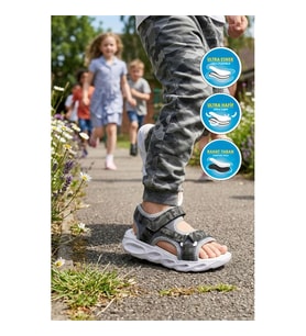 Cool Sage F Siyah Unisex Cırtlı Işıklı Çocuk Sandalet