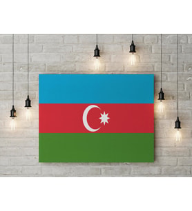 Azerbaycan Bayrağı Kanvas Tablo 40x55cm Dekoratif Tablo