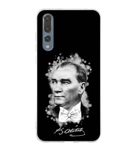 Huawei P20 Pro Uyumlu Kapak Atatürk Tasarımlı Şeffaf Silikon Kılıf