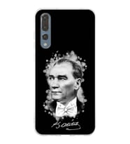 Huawei P20 Pro Uyumlu Kapak Atatürk Tasarımlı Şeffaf Silikon Kılıf