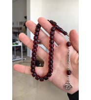 Küçük Boy Koyu Kırmızı Tekerlek Kesim Toz Kehribar Tesbih