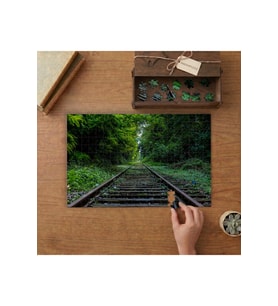 Tren Rayı Doğa Manzarası Tasarımı 240 parça Ahşap Puzzle Ahşap Kutuda MP05620