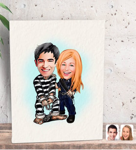 BK Gift Kişiye Özel Sevgililer Karikatürlü Dekoratif Mini Kanvas Tablo 15x20cm-7