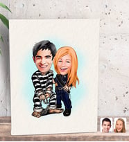 BK Gift Kişiye Özel Sevgililer Karikatürlü Dekoratif Mini Kanvas Tablo 15x20cm-7