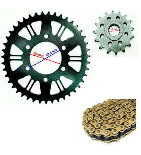 Kawasaki Zx-6R Ninja Uyumlu Zincir Dişli Seti 43T(520 Oringli Gold Zincir)2007-2015  Arasmoto (Siyah)