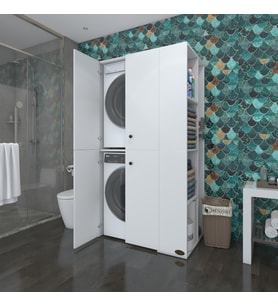 Kenzlife çamaşır-kurutma makinesi dolabı kapaklı fokamdf byz 180*090*60 % 100 mdf full mdf banyo arkalıksız (Karışık)