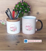İsme Özel İsim Yazılı Kalemlik, Kupa Bardak T Kişiye Özel Hediye (Model 3)