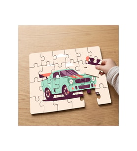 Yeşil Araba Tasarımlı 24 Parça Ahşap Çocuk Puzzle MPK0521