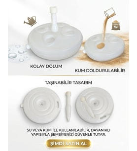 Şemsiye Bidonu  Gölgelik Bidonu Beyaz Renkli  20 LT Hacimli