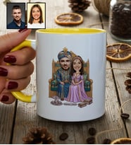 Kişiye Özel Karikatürlü Osmanlı Padişahı ve Sultanı Sevgiliye Hediye Kupa Bardak Sevgililer Günü Hediyesi
