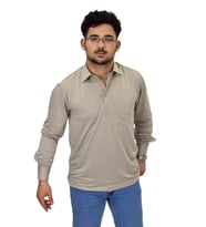 Erkek Gömlek Yaka Uzunkol Tişört T6063 BGL-ST04542 (Taş)