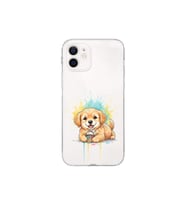 iPhone 12 Mini ile Uyumlu Splash Köpek Tasarımlı Şeffaf Silikon Kılıf