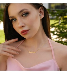 Kişiye Özel 925 Ayar Gümüş Barbie Kolye (Gold)