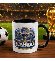 BK Gift Bosna-Hersek Taraftar Temalı Dünya Futbol Kupası Tasarımlı Siyah Kupa Bardak-3