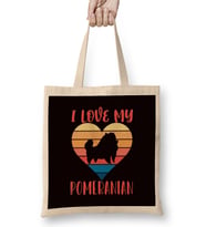 Retro Love Pomeranian Heart Pommy Pom German Spitz Puppy Pet Bez Çanta Uzun Saplı