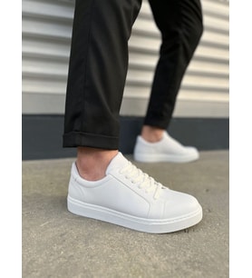 JY165 Elite Bağcıklı Cilt Erkek Günlük Sneaker Ayakkabı CBT - Beyaz