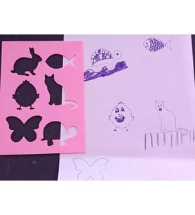 3D Baskı Hayvan Figürleri Çizim Şablonu - Çoklu Desen Kalıbı - Pembe