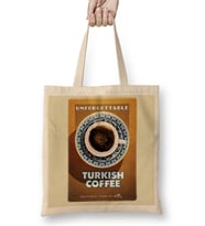 Türk Kahvesi Bez Çanta Uzun Saplı