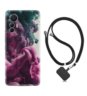 Xiaomi 12 Lite Kılıf Resimli Boyun Askılı İpli Desenli Silikon Pink Green Cloud 1306