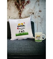 Hakem Kupa Bardak ve Yastık Set (Beyaz)