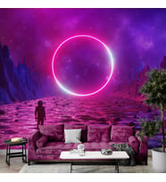Bilim Kurgu Neon Daire Temalı Duvar Kağıdı
